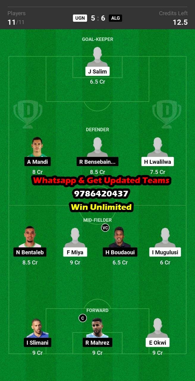 UGN vs ALG Dream11 Team fantasy Prediction AFCON Qualifiers