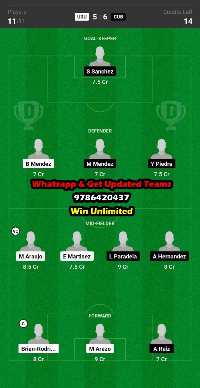 URU vs CUB Dream11 Team fantasy Prediction International Friendlies