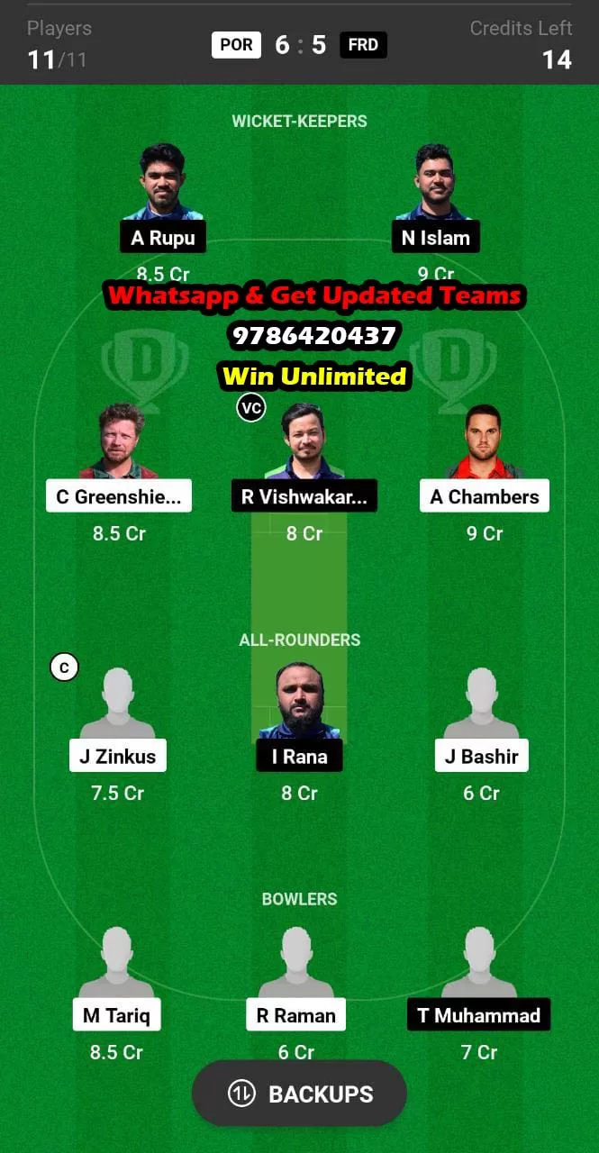 BB vs HH 16th Match Dream11 Team fantasy Prediction Zimbabwe T10 League