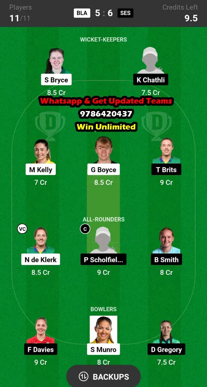 BLA vs SES 35th Match Dream11 Team fantasy Prediction English Women's One-Day Trophy