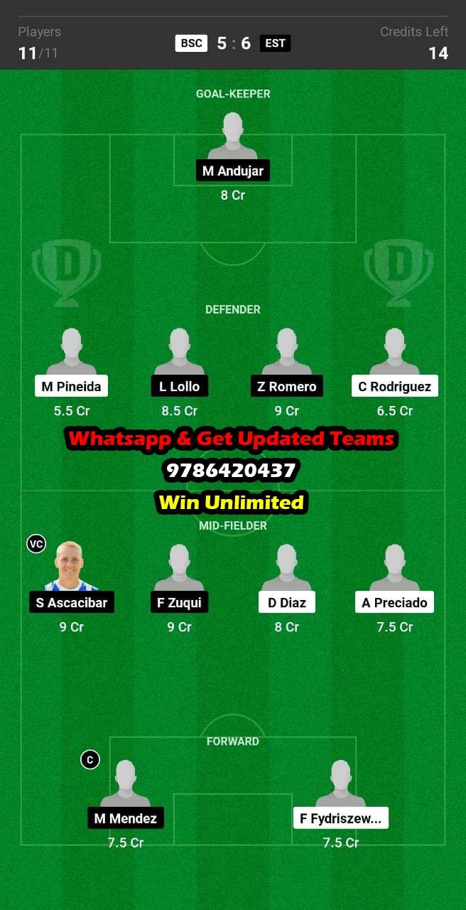 BSC vs EST Dream11 Team fantasy Prediction Copa Sudamericana