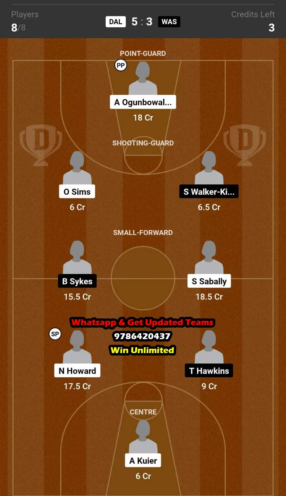 DAL vs WAS Dream11 Team fantasy Prediction American Women's Basketball League (2)