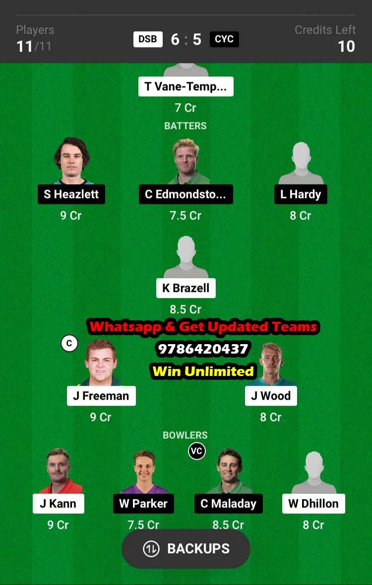 DSB vs CYC Final Match Dream11 Team fantasy Prediction Strike League T20