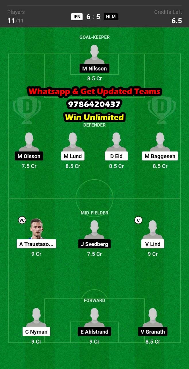 IFN vs HLM Dream11 Team fantasy Prediction Swedish League