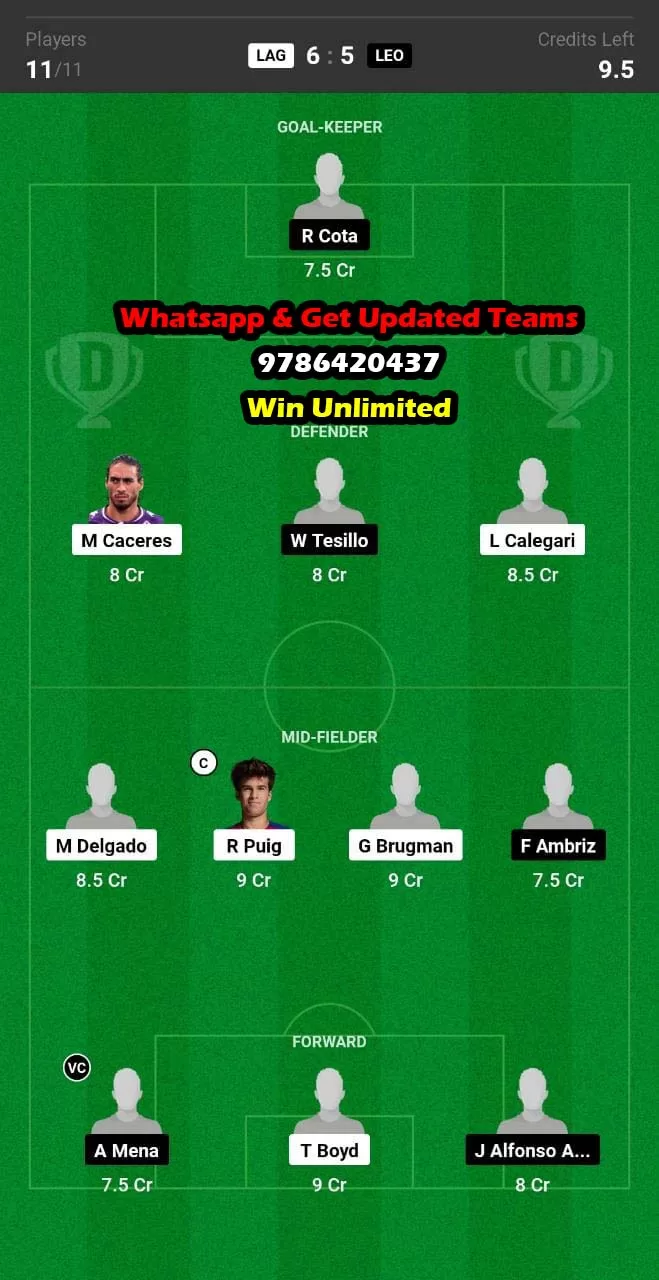 LAG vs LEO Dream11 Team fantasy Prediction Leagues Cup