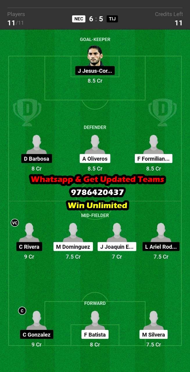 NEC vs TIJ Dream11 Team fantasy Prediction Mexican League