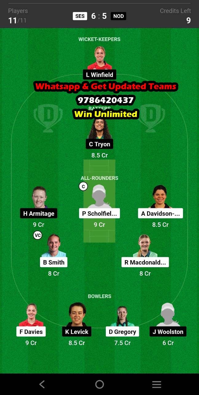 SES vs NOD 24th Match Dream11 Team fantasy Prediction English Women's One-Day Trophy