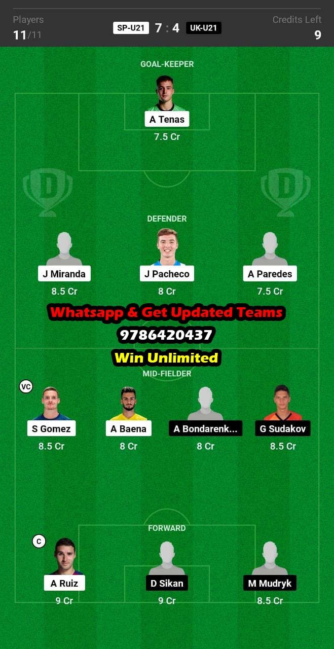 SP-U21 vs UK-U21 Dream11 Team fantasy Prediction U21 European Championship (2)