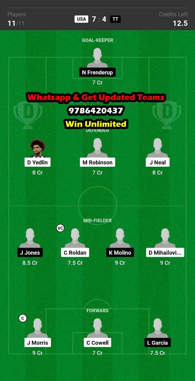 USA vs TT Dream11 Team fantasy Prediction CONCACAF Gold Cup