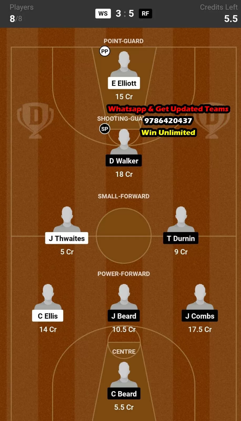 WS vs RF Dream11 Team fantasy Prediction NBL One