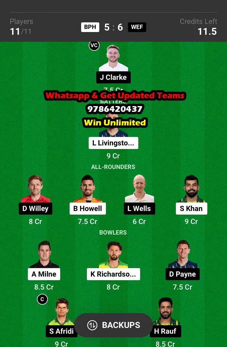 BPH vs WEF 14th Match Dream11 Team fantasy Prediction The Hundred