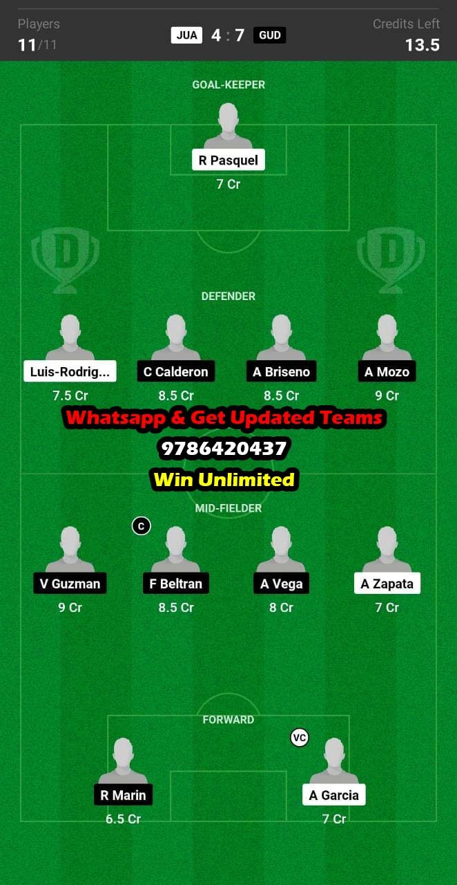 JUA vs GUD Dream11 Team fantasy Prediction Mexican League