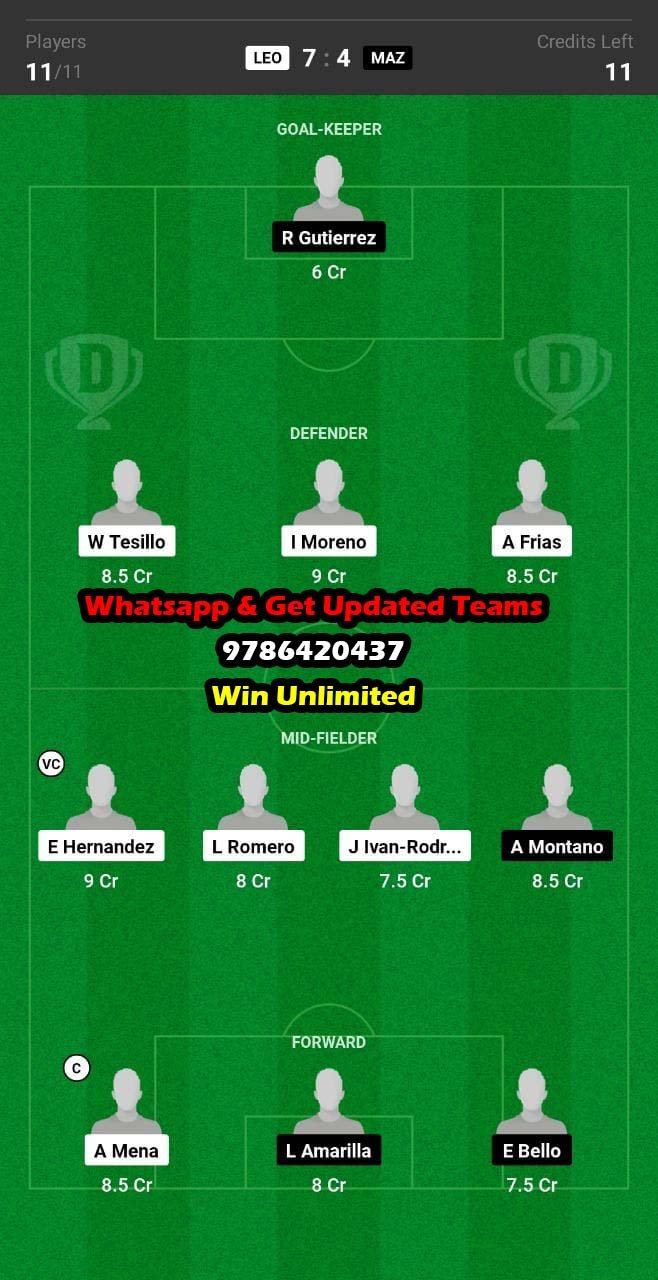 LEO vs MAZ Dream11 Team fantasy Prediction Mexican League