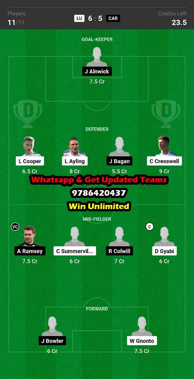 LU vs CAR Dream11 Team fantasy Prediction English Championship