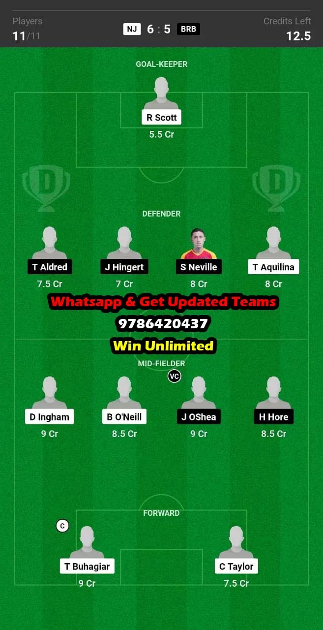 NJ vs BRB Dream11 Team fantasy Prediction Australian Cup