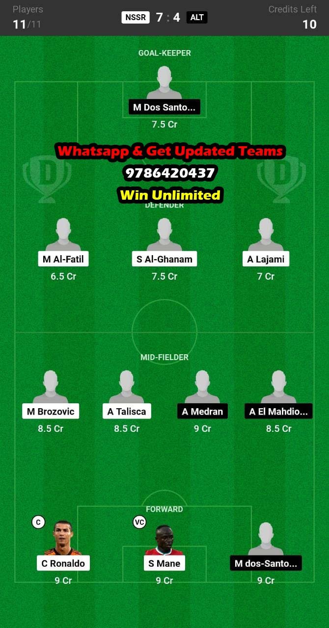 NSSR vs ALT Dream11 Team fantasy Prediction Saudi Arabian League