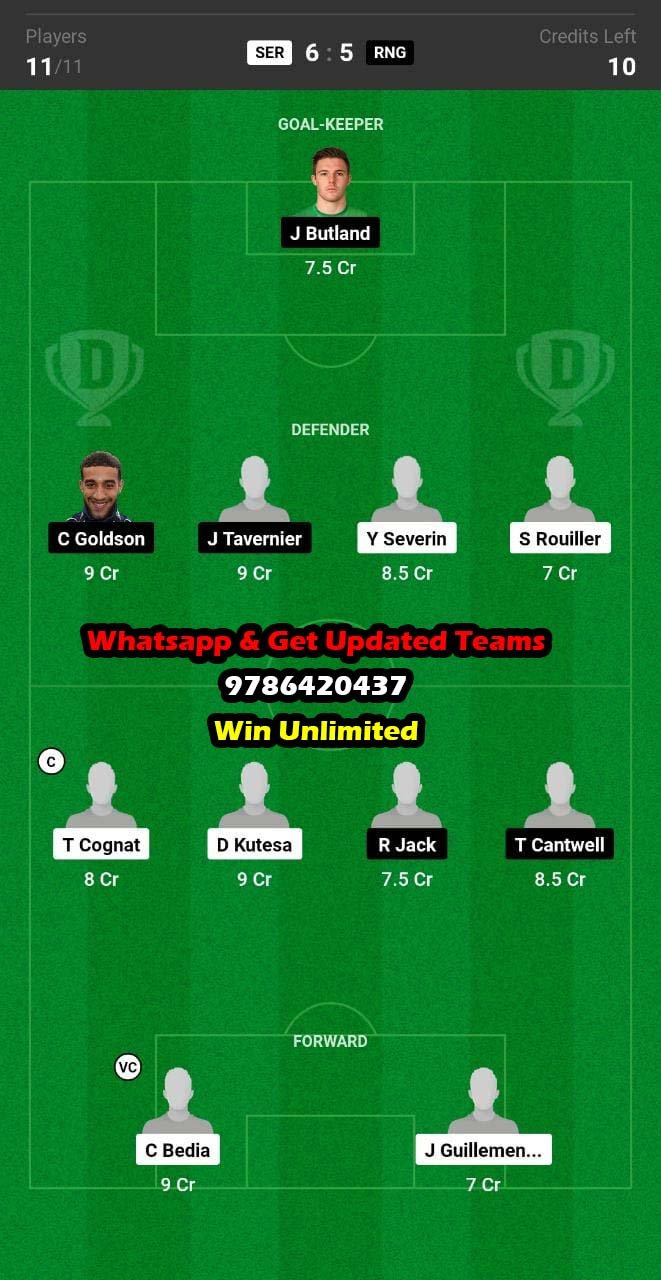 SER vs RNG Dream11 Team fantasy Prediction UEFA Champions League Qualifiers