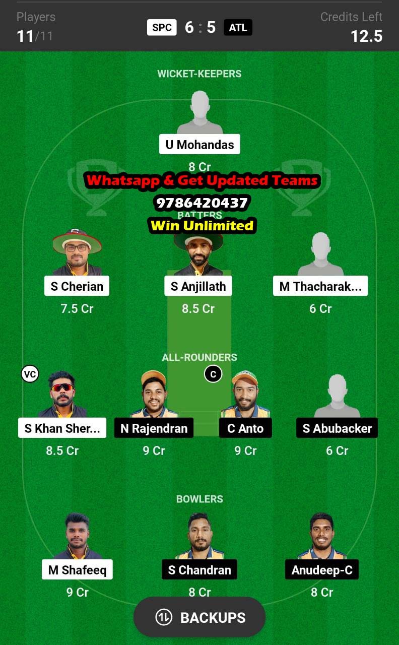 SPC vs ATL 9th Match Dream11 Team fantasy Prediction Super Six Round