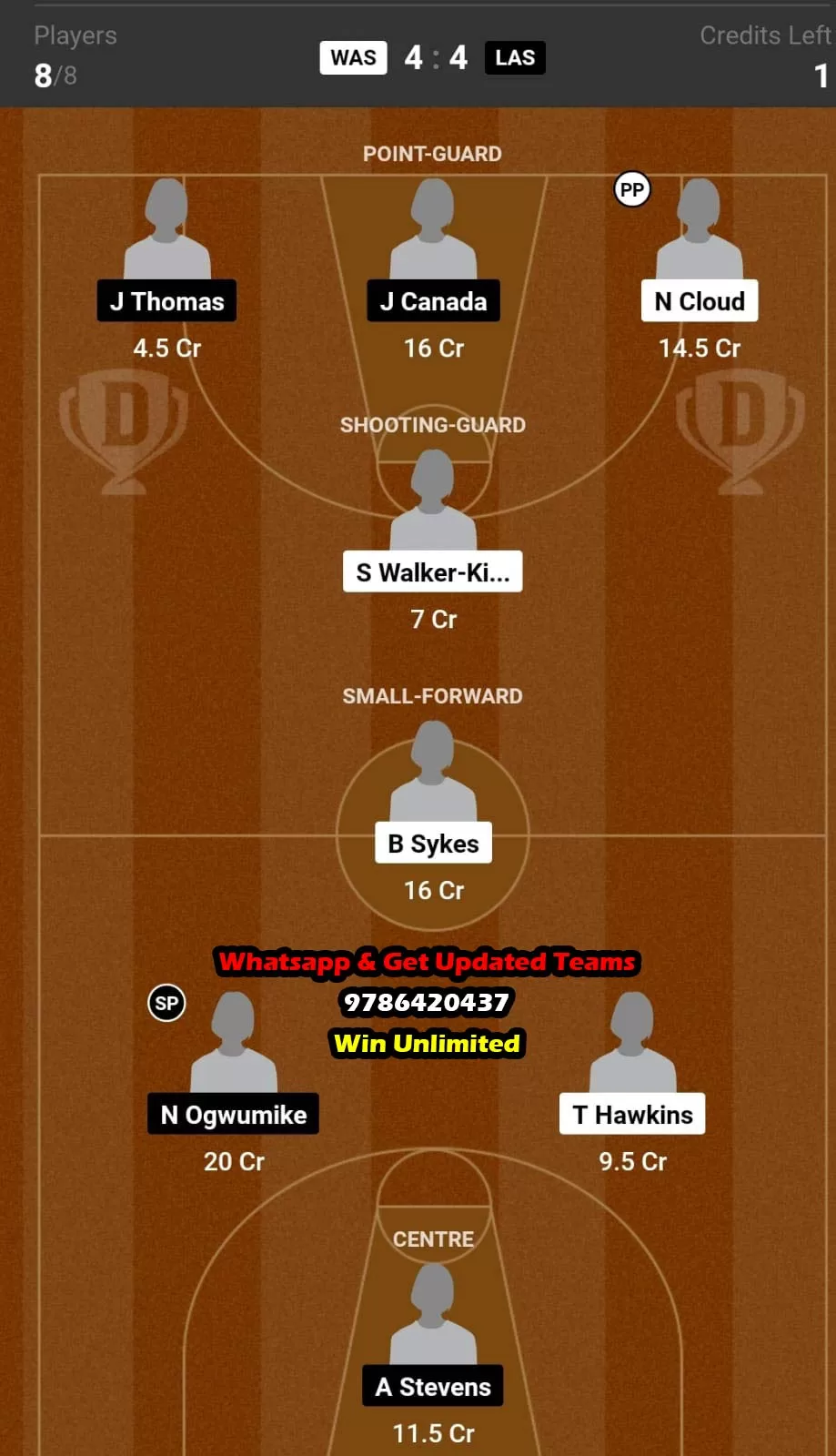 WAS vs LAS Dream11 Team fantasy Prediction American Women's Basketball League