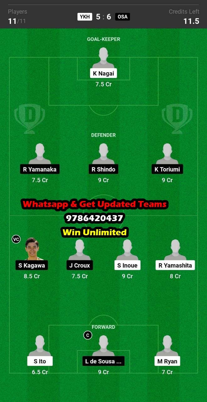 YKH vs OSK Dream11 Team fantasy Prediction J League (2)