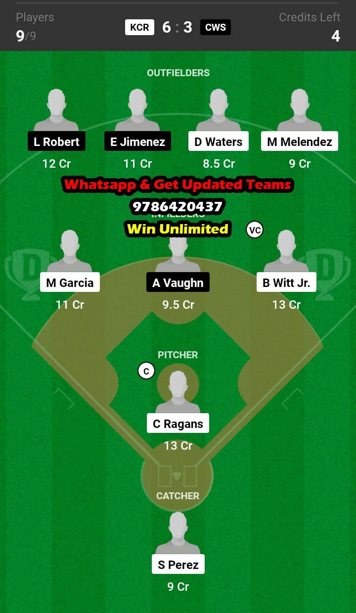 KCR vs CWS Dream11 Team fantasy Prediction MLB