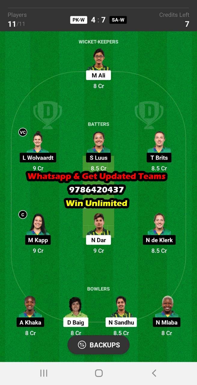 PK-W vs SA-W 2nd T20I Match Dream11 Team fantasy Prediction South Africa Women tour of Pakistan 2023