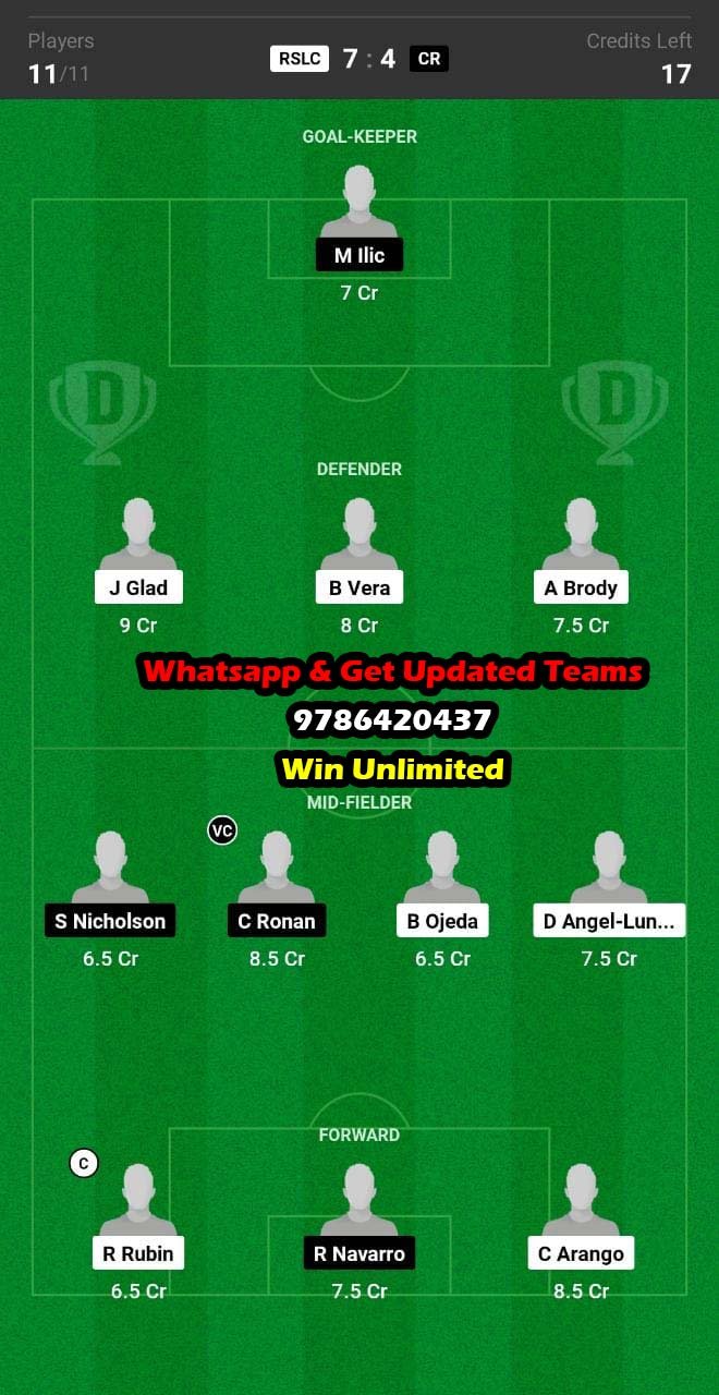 RSLC vs CR Dream11 Team fantasy Prediction MLS