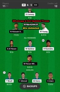 NZ vs BAN 11th Match Dream11 Team fantasy Prediction ICC Men's ODI Cricket World Cup 2023