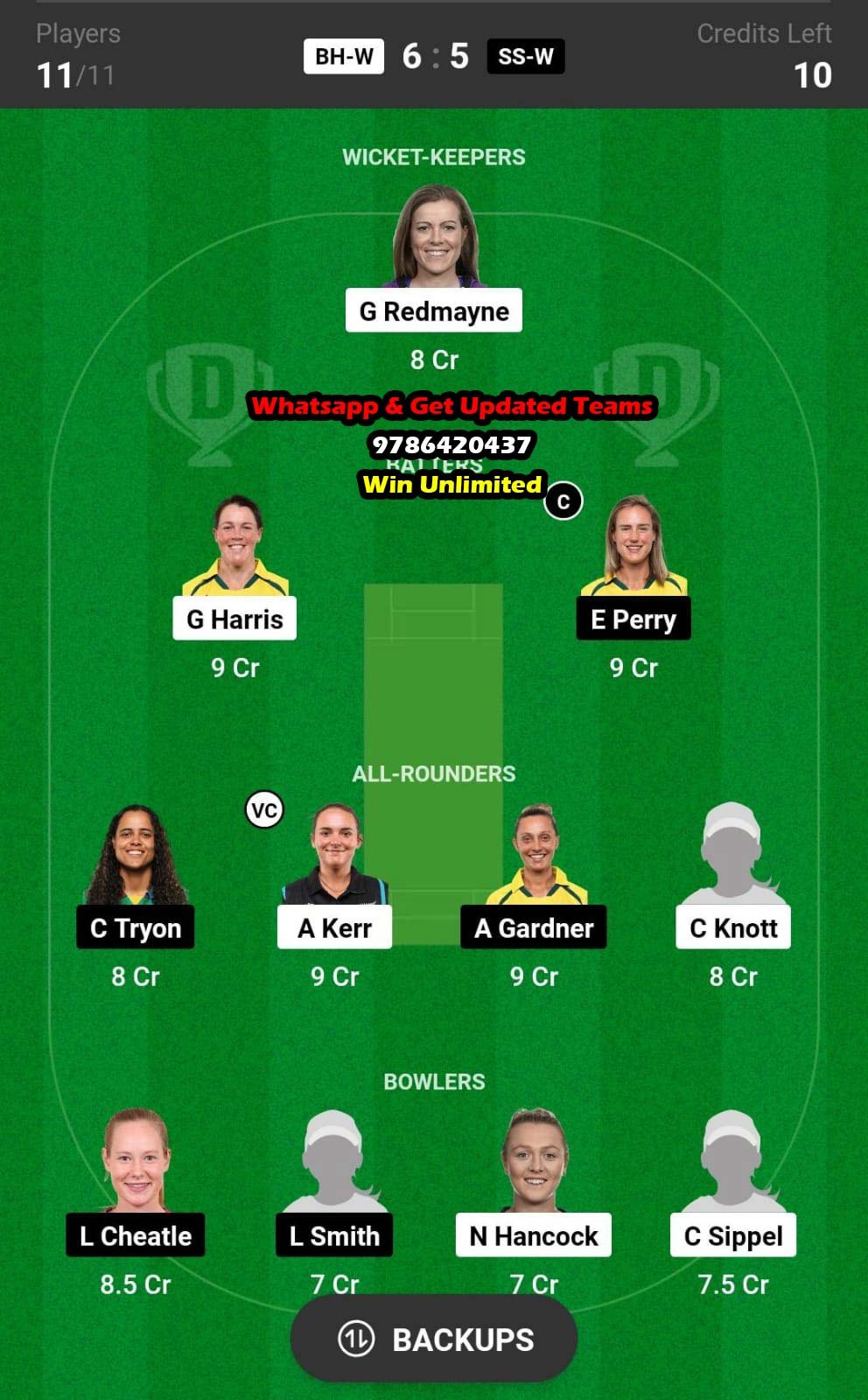 BH-W vs SS-W 49th Match Dream11 Team fantasy Prediction Australian Women's T20 Bash