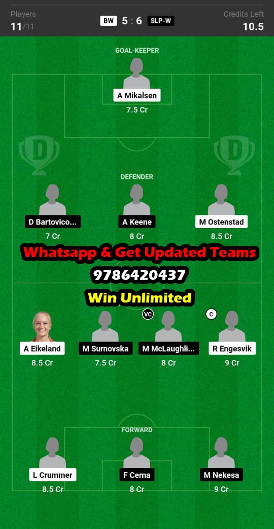 BW vs SLP-W Dream11 Team fantasy Prediction UEFA Womens Champions League