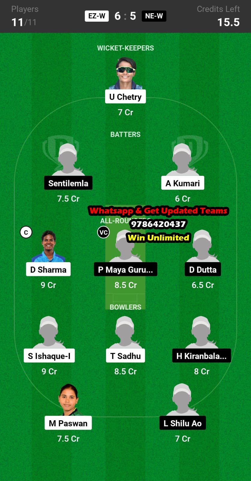 EZ-W vs NE-W 5th Match Dream11 Team fantasy Prediction Indian Women Inter Zonal T20 Trophy 2023