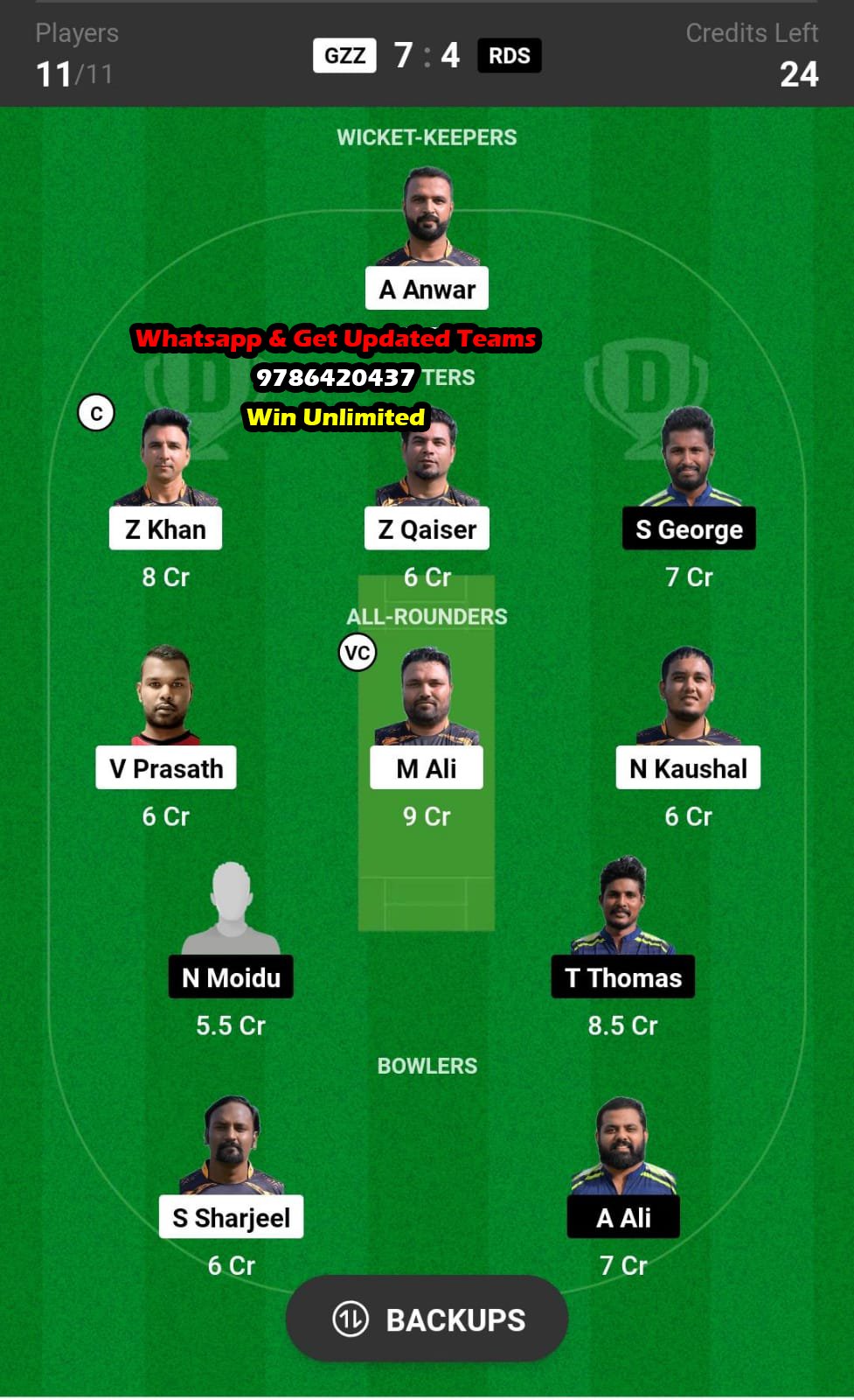 GZZ vs RDS 45th Match Dream11 Team fantasy Prediction ECS Malta T10 2023