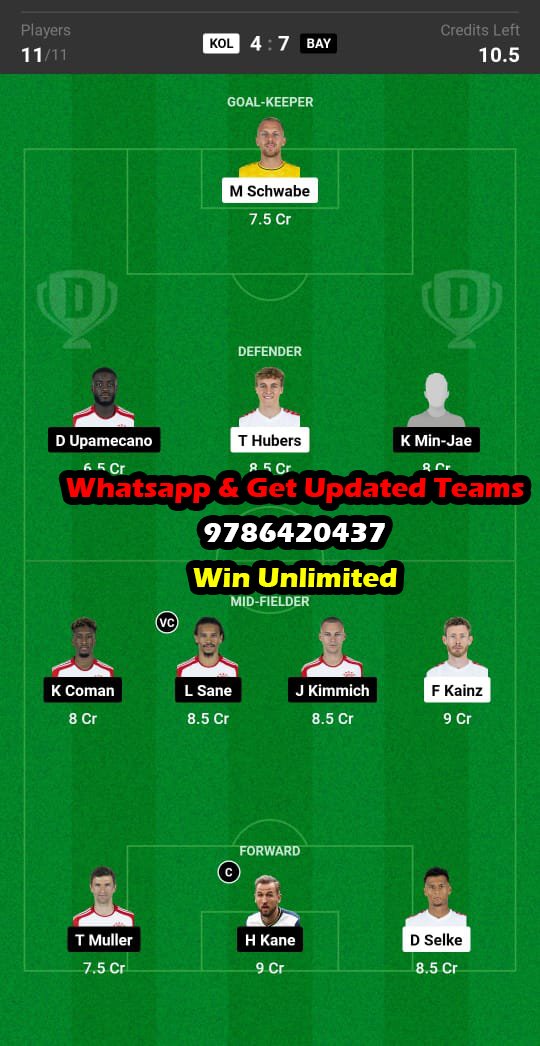 KOL vs BAY Dream11 Team fantasy Prediction Bundesliga