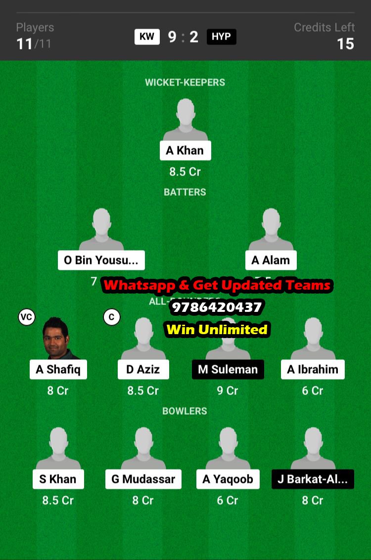 KW vs HYP 14th Match Dream11 Team fantasy Prediction Pakistan T20 Cup 2023