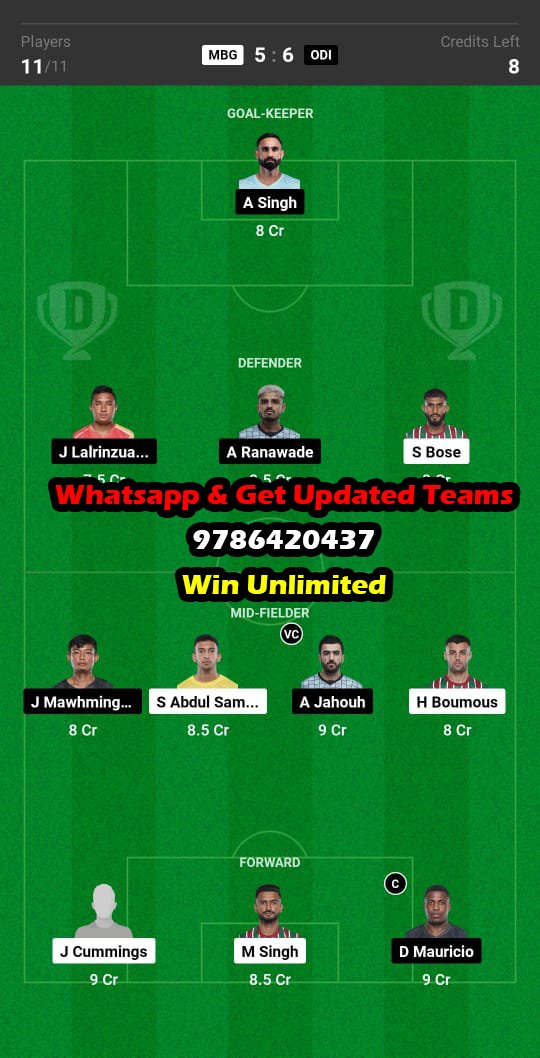 MBG vs ODI Dream11 Team fantasy Prediction AFC Cup