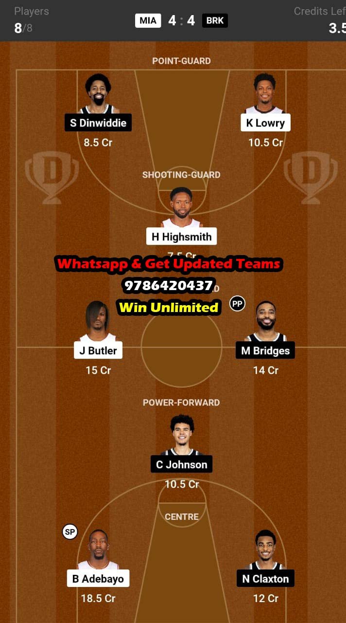 MIA vs BRK Dream11 Team fantasy Prediction NBA (2)