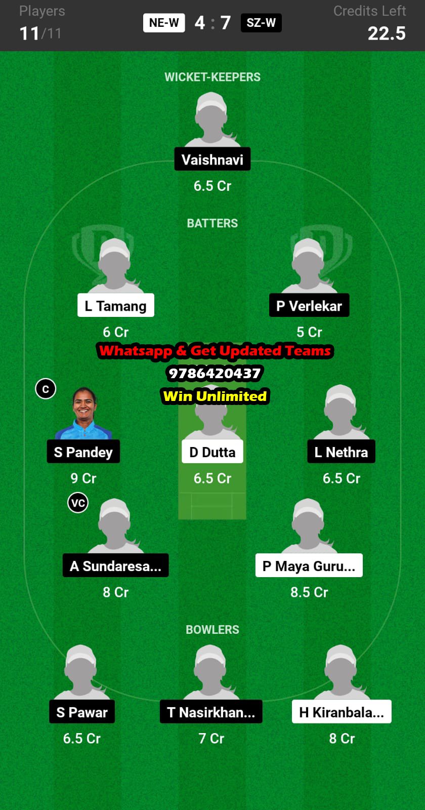 NE-W vs SZ-W 12th Match Dream11 Team fantasy Prediction Indian Women Inter Zonal T20 Trophy 2023