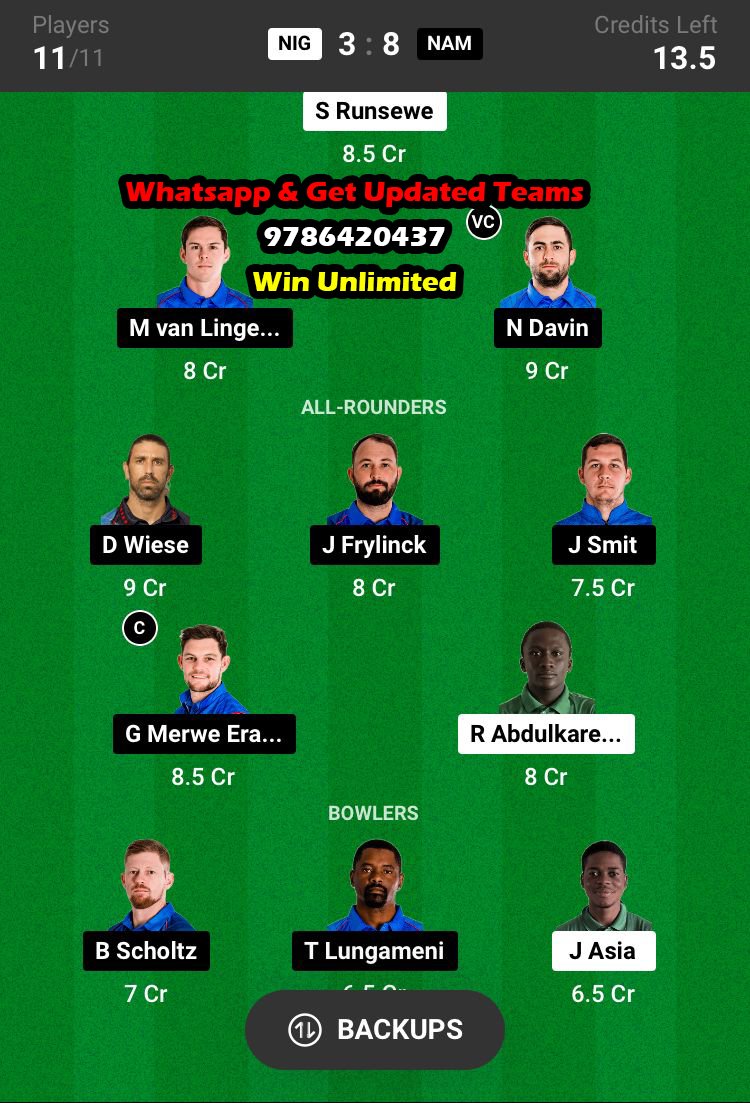 NIG vs NAM 21st Match Dream11 Team fantasy Prediction ICC Men's T20 World Cup Africa Qualifiers 2023