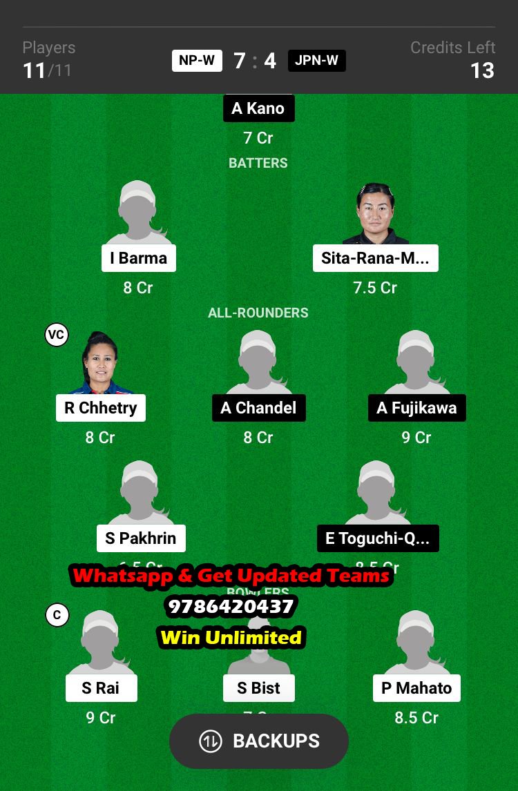 NP-W vs JPN-W Play Off Match Dream11 Team fantasy Prediction Women's T20I Quadrangular Series 2023