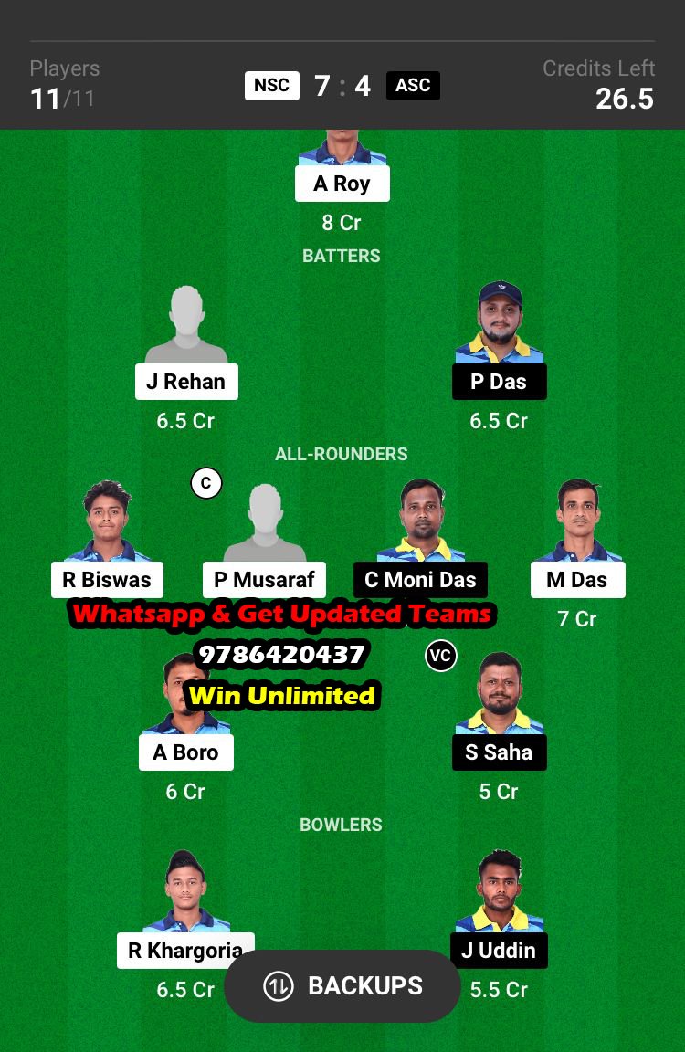 NSC vs ASC 15th Match Dream11 Team fantasy Prediction Slac Pride Cup T20 2023