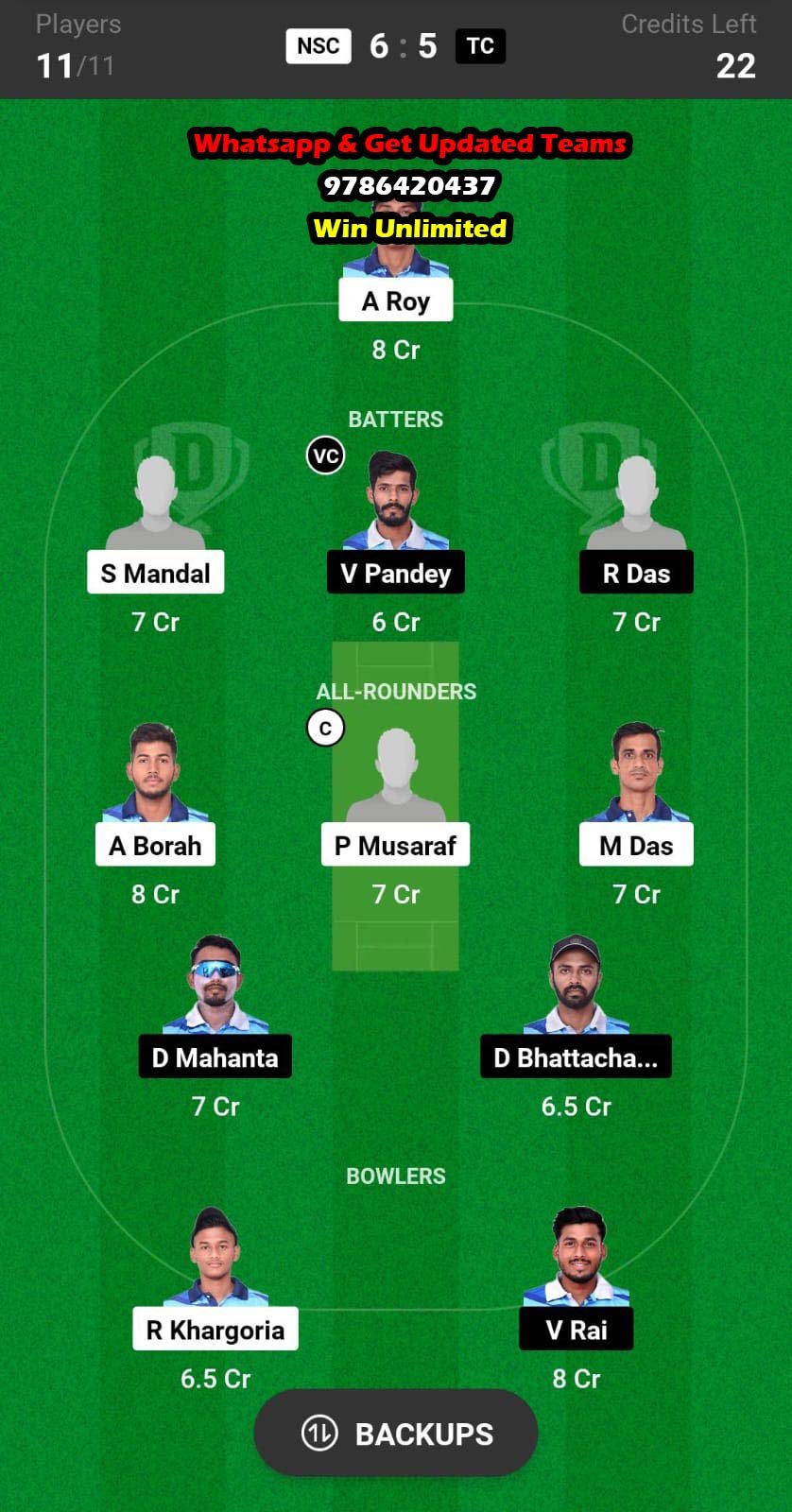 NSC vs TC 21st Match Dream11 Team fantasy Prediction Slac Pride Cup T20