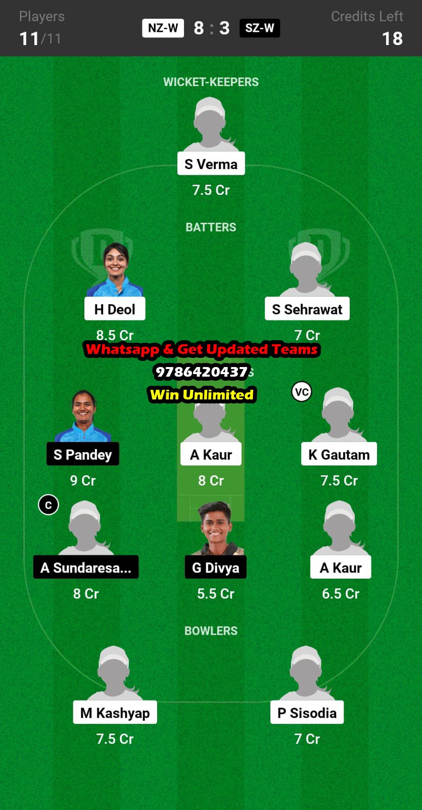 NZ-W vs SZ-W 4th Match Dream11 Team fantasy Prediction Indian Women Inter Zonal T20 Trophy 2023