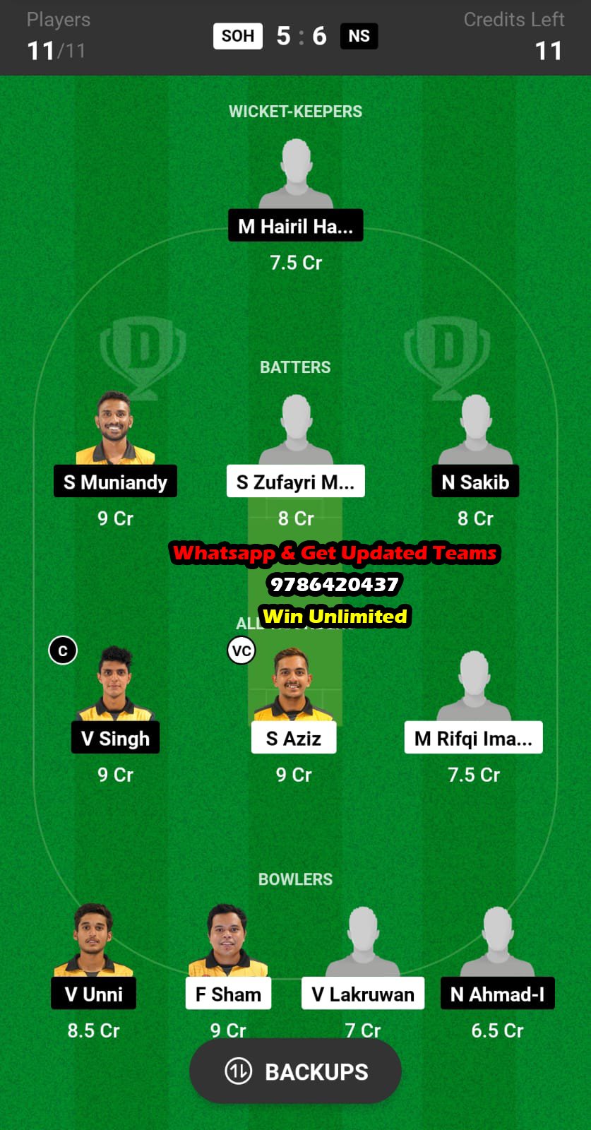 SOH vs NS 6th Match Dream11 Team fantasy Prediction MCA 50 Overs Championship 2023