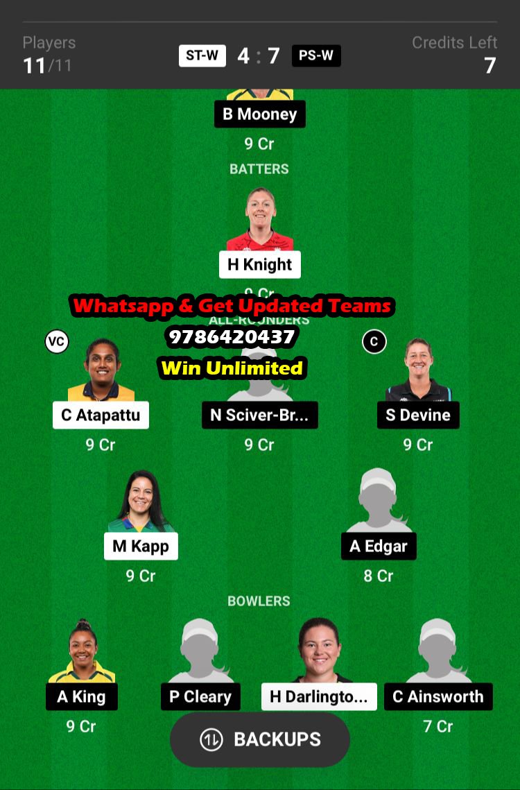 ST-W vs PS-W 44th Match Dream11 Team fantasy Prediction Australian Women's T20 Bash 2023