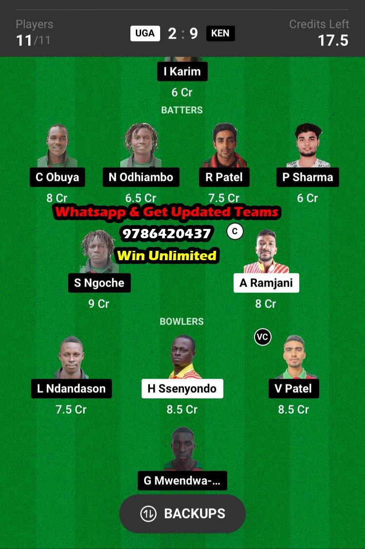 UGA vs KEN 18th Match Dream11 Team fantasy Prediction ICC Men's T20 World Cup Africa Qualifier 2023