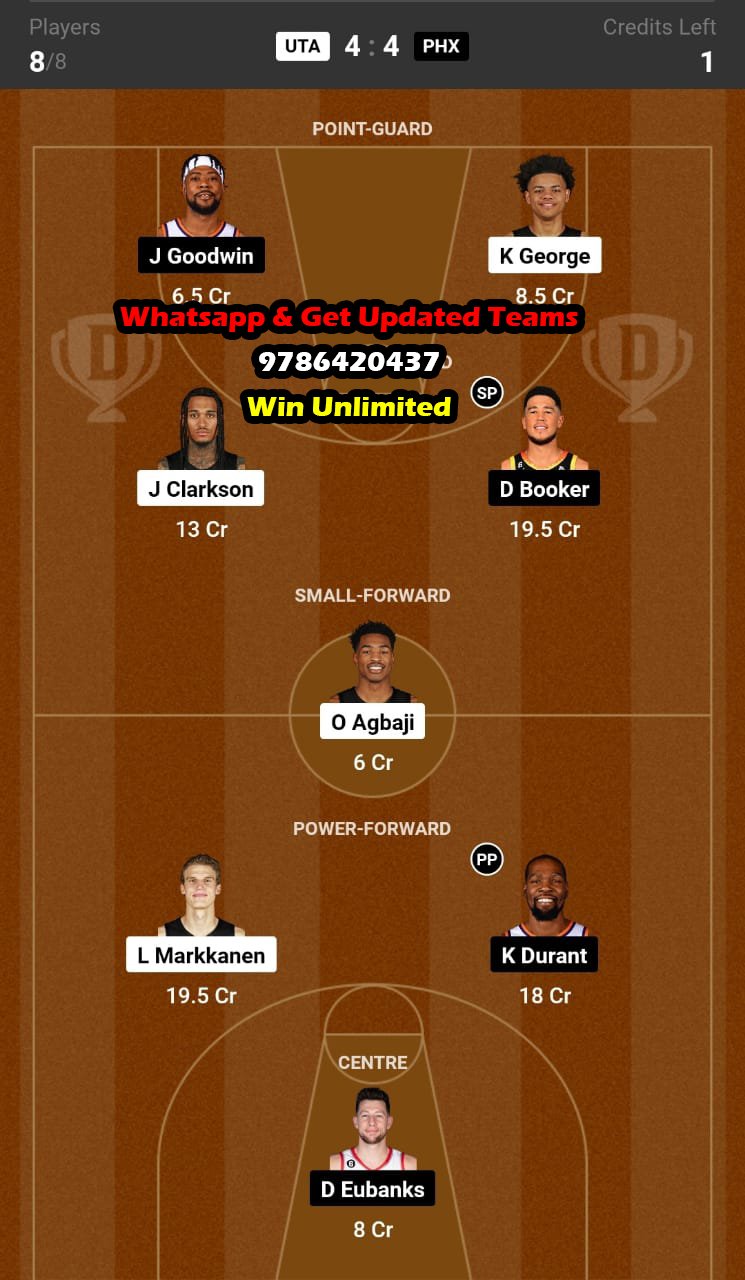 UTA vs PHX Dream11 Team fantasy Prediction NBA (2)