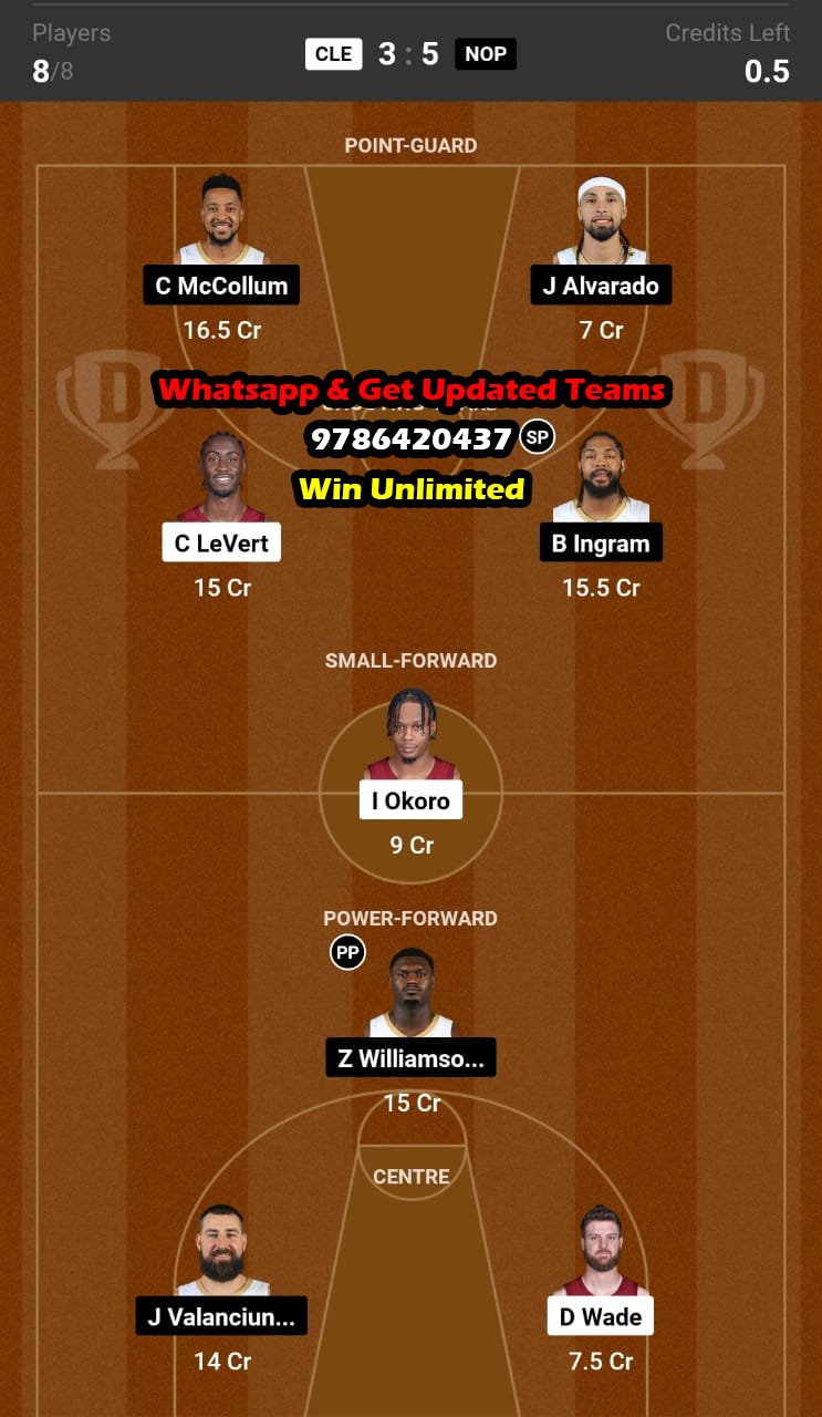 CLE vs NOP Dream11 Team fantasy Prediction NBA