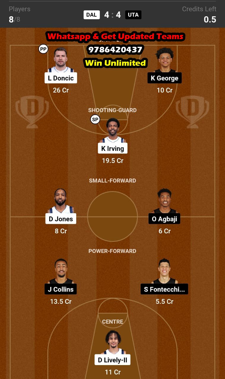 DAL vs UTA Dream11 Team fantasy Prediction NBA