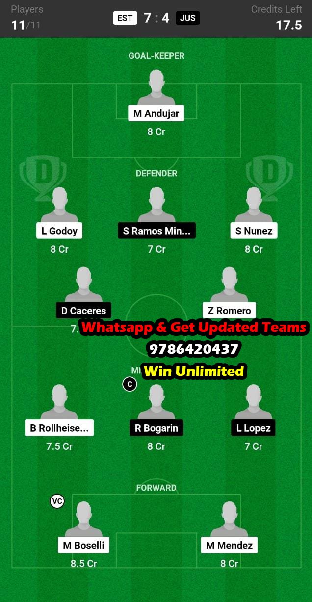 EST vs JUS Dream11 Team fantasy Prediction Copa Argentina