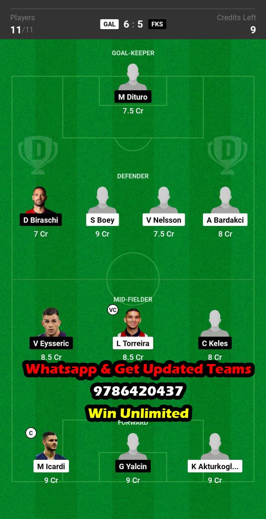 GAL vs FKS Dream11 Team fantasy Prediction Turkish League